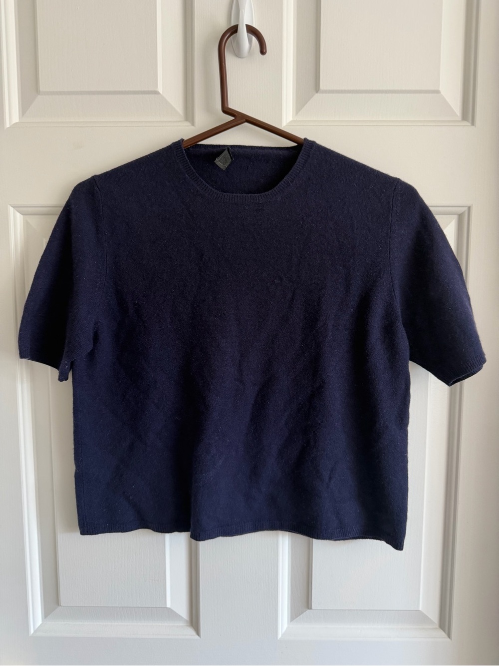 Prada Cashmere Navy Short-Sleeve Top